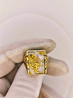 22K Engraved Gold Quartz Ring - 16to1 Mine - STUNNING