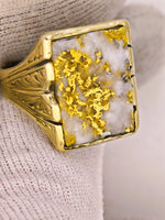 22K Engraved Gold Quartz Ring - 16to1 Mine - STUNNING