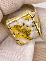 22K Engraved Gold Quartz Ring - 16to1 Mine - STUNNING
