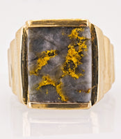 10K Nevada Gold Quartz Signet Ring