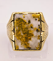 22K Engraved Gold Quartz Ring - 16to1 Mine - STUNNING