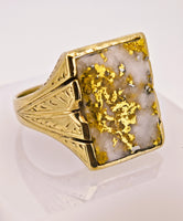 22K Engraved Gold Quartz Ring - 16to1 Mine - STUNNING
