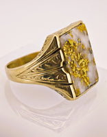 22K Engraved Gold Quartz Ring - 16to1 Mine - STUNNING