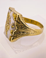 22K Engraved Gold Quartz Ring - 16to1 Mine - STUNNING