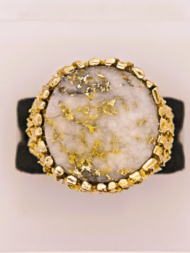 10K 16to1 Mine Round Gold Quartz Ring