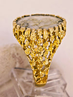 10K 16to1 Mine Round Gold Quartz Ring