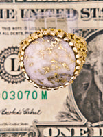 10K 16to1 Mine Round Gold Quartz Ring