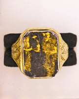 10K Etched BLACK Gold Quartz Ring - Vintage RARE