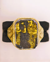 10K Etched BLACK Gold Quartz Ring - Vintage RARE