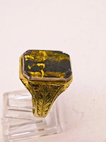 10K Etched BLACK Gold Quartz Ring - Vintage RARE