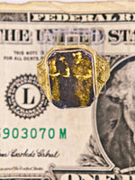 10K Etched BLACK Gold Quartz Ring - Vintage RARE