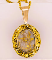 Vintage 22K Gold Nugget Gold Quartz Pendant