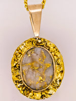 Vintage 22K Gold Nugget Gold Quartz Pendant