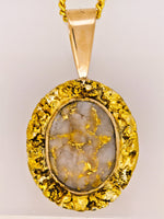 Vintage 22K Gold Nugget Gold Quartz Pendant