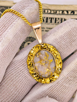 Vintage 22K Gold Nugget Gold Quartz Pendant