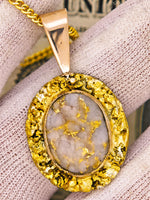 Vintage 22K Gold Nugget Gold Quartz Pendant
