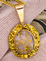 Vintage 22K Gold Nugget Gold Quartz Pendant