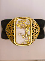 14K 16to1 Gold Quartz Signet Ring - Vintage Italy