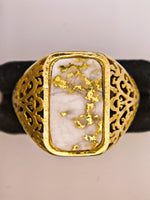 14K 16to1 Gold Quartz Signet Ring - Vintage Italy