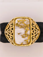 14K 16to1 Gold Quartz Signet Ring - Vintage Italy