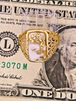 14K 16to1 Gold Quartz Signet Ring - Vintage Italy