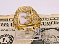 14K 16to1 Gold Quartz Signet Ring - Vintage Italy