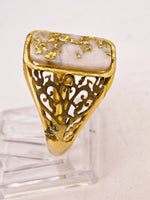 14K 16to1 Gold Quartz Signet Ring - Vintage Italy