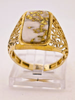 14K 16to1 Gold Quartz Signet Ring - Vintage Italy