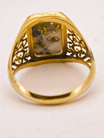14K 16to1 Gold Quartz Signet Ring - Vintage Italy