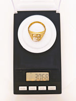 14K 16to1 Gold Quartz Signet Ring - Vintage Italy