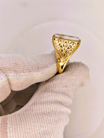14K 16to1 Gold Quartz Signet Ring - Vintage Italy
