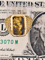 14K BLACK Gold Quartz Signet Ring - Vintage Italy