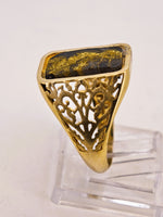 14K BLACK Gold Quartz Signet Ring - Vintage Italy