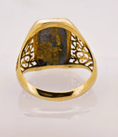 14K BLACK Gold Quartz Signet Ring - Vintage Italy