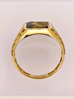 14K BLACK Gold Quartz Signet Ring - Vintage Italy