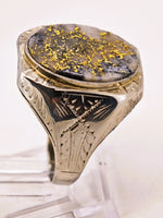 Antique 14K White Gold Quartz Signet Ring