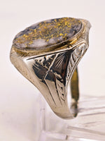 Antique 14K White Gold Quartz Signet Ring