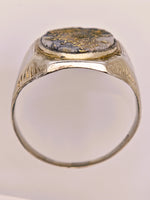 Antique 14K White Gold Quartz Signet Ring