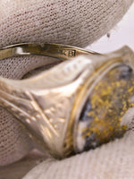 Antique 14K White Gold Quartz Signet Ring