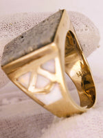 14K Gold Quartz & Opal Signet Ring
