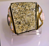 14K Gold Quartz & Opal Signet Ring