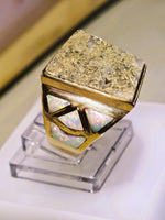 14K Gold Quartz & Opal Signet Ring