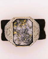 Antique 10K White Gold Colorado Gold Quartz Ring