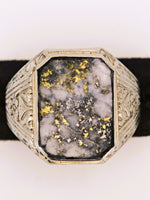 Antique 10K White Gold Colorado Gold Quartz Ring