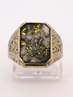 Antique 10K White Gold Colorado Gold Quartz Ring