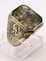 Antique 10K White Gold Colorado Gold Quartz Ring
