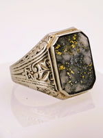 Antique 10K White Gold Colorado Gold Quartz Ring