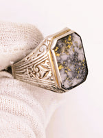 Antique 10K White Gold Colorado Gold Quartz Ring