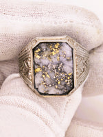 Antique 10K White Gold Colorado Gold Quartz Ring