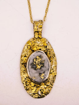 Alaskan 22K Gold Nugget Gold Quartz Pendant
